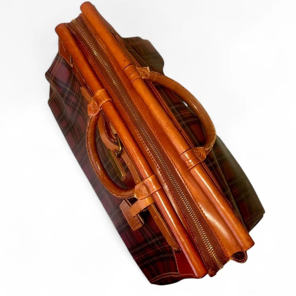 RALPH LAUREN Tartan Plaid Doctor's Boston Weekend Suitcase Briefcase Travel Bag